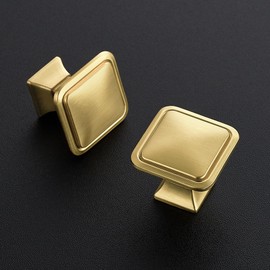 Ravinte 10 Pack Solid Single Hole Square Foot Cabinet Arch Knobs Kitchen Gold Knobs Drawer Pulls Kitchen Cabinet Hardware Pulls for Cupboard Handles
