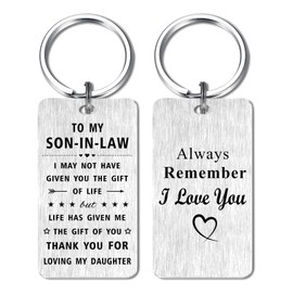 Jzxwan Son In Law Christmas Keychain Gifts from Mother in law, Future Son-in-Law Gift Ideas, Happy Birthday Keychain for Son In Law