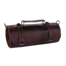 Vintage Style Handmade Full Grain Leather 7 Pocket Chef Bag for Small Tools Chef Case Tool Roll Storage Bag for Chef (Dark Brown)
