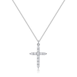 Tewiky Silver Cross Necklace for Women Faith Jewelry Gift for First Communion, Silver