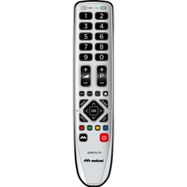 MELICONI Gumbody Pratico 2+ | Universal Remote Control 2 in 1 for TV and Decoder with Drop-proof Rubber Body, with Large and Highly Visible Buttons, Easy to Use, Ideal for Seniors.