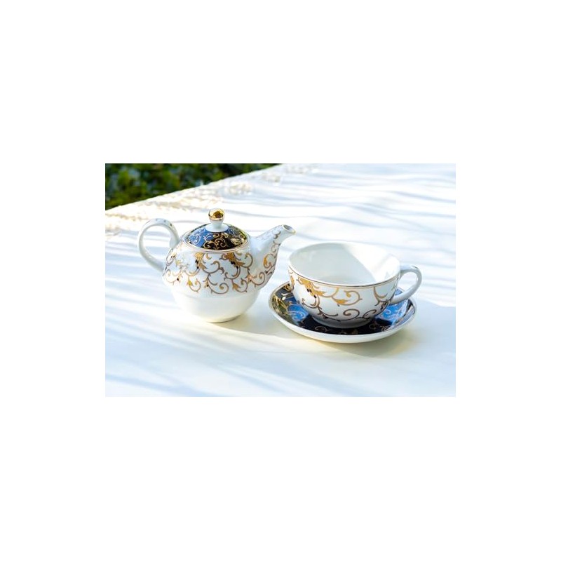 Gracie China Shop Grace Teaware Gold Scroll Fine Porcelain Tea