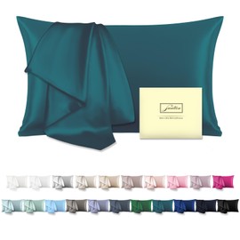 Suatien Mulberry Silk Pillow Cases for Hair and Skin Queen Size Silk Pillowcase with Zipper Soft Breathable Smooth Cooling Satin Silk Pillow Covers for Sleeping (Teal,20"X 30",1Pcs)