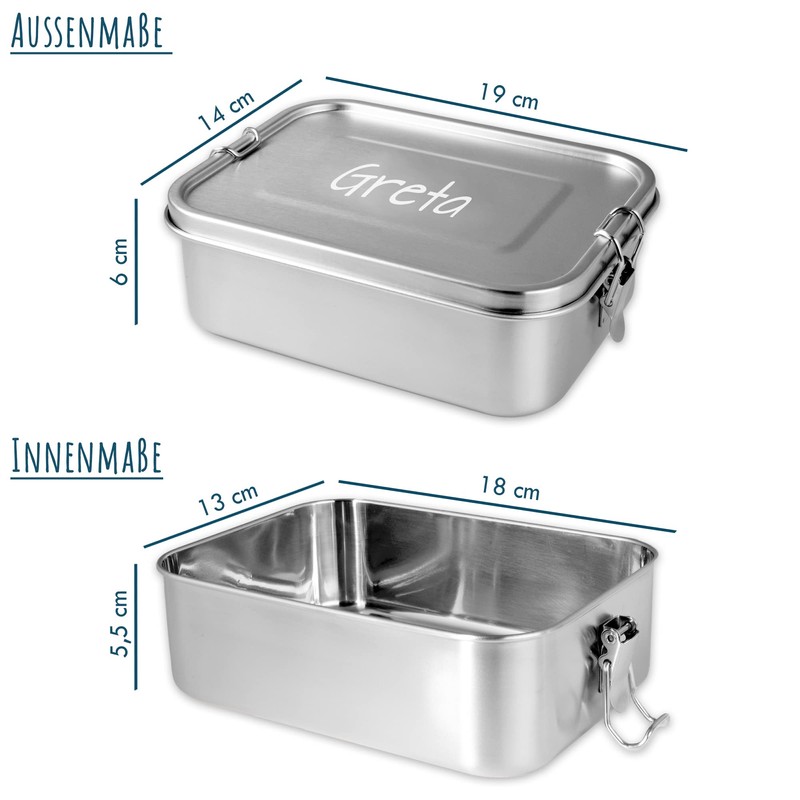 Isonio Stainless Steel Lunch Box with Laser Engraving, incl. Partition