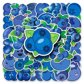 AUCEKO Pack of 50 Blueberries Stickers Pack Blueberries Sticker Set Waterproof Vinyl Stickers for Laptop Children Cars Motorcycle Bicycle Skateboard Luggage Suitcase Computer Sticker Graffiti Decal
