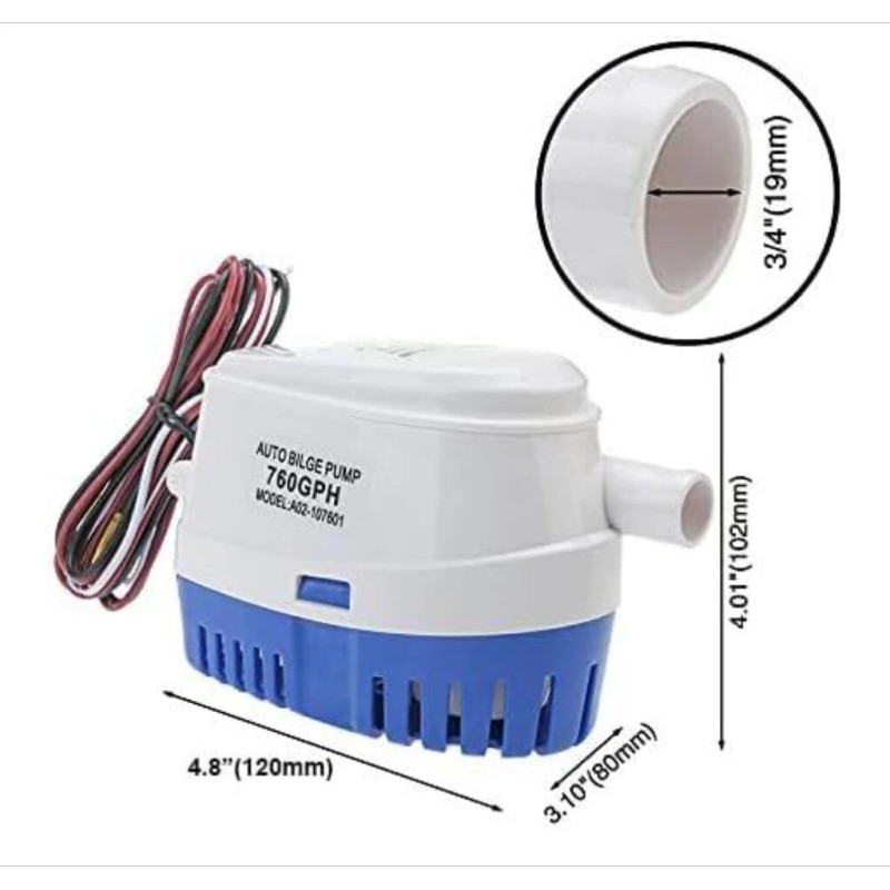 Amarine Made 12v 760gph Auto Submersible Boat Bilge Water Pump