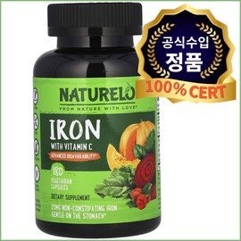 NATURELO Chelated Iron Vitamin C Vegetable Capsules Natural Iron Supplement for Pregnant Women 180 Tablets NATURELO / 내추렐로 킬레이트 철분 비타민C 베지캡슐 임산부 여성 천연 철분제 180정 NATURELO