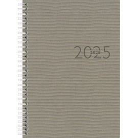 rido/idé Book Calendar Model Studioplan Int. (2025), 2 Pages = 1 Week, 168 × 240 mm, 160 Pages, Faux Leather Cover Tejo, Grey