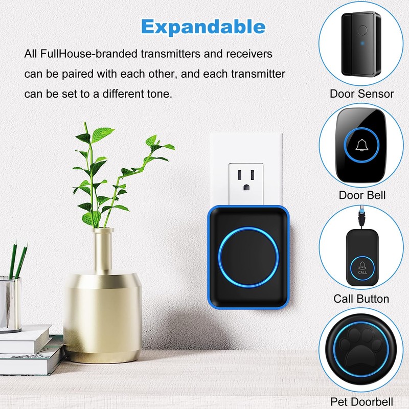 Full House Dog Doorbell for Potty Training, Wireless Pet Doggie