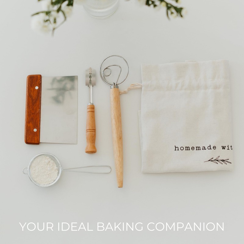 Beautiful Linen Bread Bag Set and Proofing Cover For Homemade