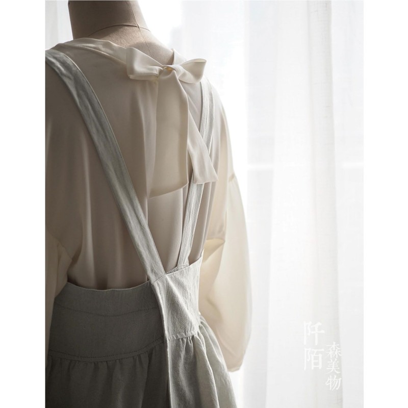 Uaussi Cotton Linen Apron Cross Back Work Apron for Women