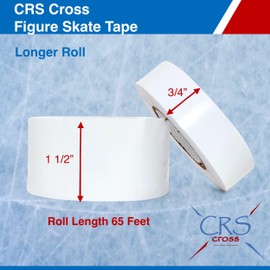 CRS Cross Figure Skate Tape. 1.5 Inch Wide White. Protection for Leather Figure Skates. White and Shiny Skate Boots - No Need for Polish. Tape Your Ice Skating Laces to Keep Them Tied Tight.