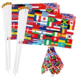 Outus 30 Pcs International Stick Flags Decorations Small Mini Handheld World Flags for International Party Supplies Favors Around the World Sports Events Club Parades Celebration Decor Outdoor Indoor