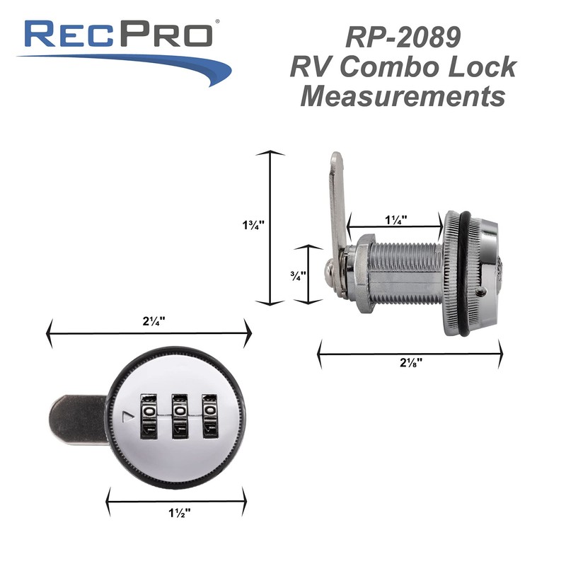 RecPro RV Combination Cam Lock | 3-Digit 3/4" Cylinder Lock