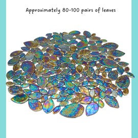 Yuvori Iridescent Ceramic Leaf Mosaic Tiles, Mixed Sizes, 1.1 lbs, Beautiful Colors, Perfect for DIY Crafts, Indoor & Outdoor Decor, Garden Art & Mosaic Projects (Black Leaves)
