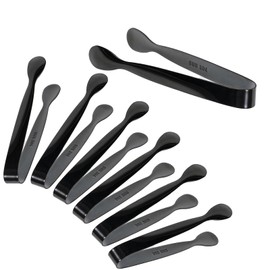 7 Pcs Mini Tongs Serving Food Stainless Steel Sugar Clamp Tongs 4.3" Small Kitchen Food Tong Metal Clamp Tong for Ice Coffee Desserts Black