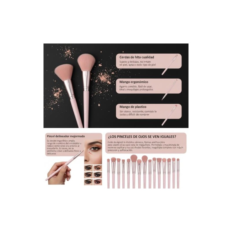 Brochas para Maquillaje con Bolsa 41pcs,Set de Brochas para Maquillaje