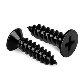 #12 x 1 Flat Head Wood Screw, Sheet Metal Screws, Stainless Steel 18-8 (304), Black Finish, 50 PCS