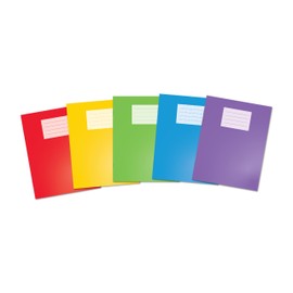 Oxford A5 Exercise Books, 80 Pages, Pack of 5, Assorted Colours, 8 mm Ruled and Margin (9 x 7), Premium