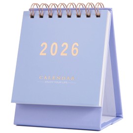 Mini Desk Calendar 2025-2026 - Runs From July 2025 until Dec 2026, 18-Month Small Desktop Calendar 250gsm Thick Paper Twin-Wire Binding for Home or Office (Purple)