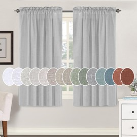 H.VERSAILTEX Linen Curtains 63 inch Long 2 Panels Natural Linen Textured Semi Sheer Light Filtering Curtains Privacy Bedroom Curtains (Dove, 52" x 63")
