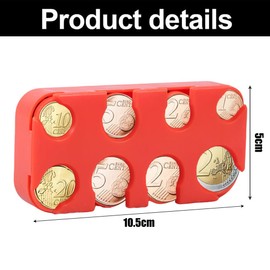 Coin Storage, Change Storage, Euro Coin Holder, Coin Sorter, Coin Collector, Coin Dispenser, Coin Box, for Car, Taxi, 8 Compartments from 2 Euro to 1 Cent (Orange)