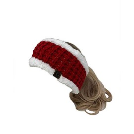 The Hatter Winter Beanie Headwrap Hat Cap Fashion Stretch Knit Fuzzy Polar Fleece Lined Ear Warmer Headband (Red)