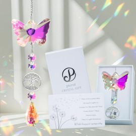 Unique Memorial Sympathy Gifts for Loss Loved One,Bereavement Gift Idea Crystal Rainbow Maker Butterfly Suncatcher in Remembrance Gifts for Grief Sorry for You Loss Mum Dad