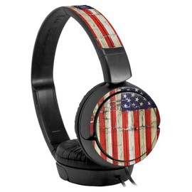 Decal Style Skin Wrap for Sony MDR ZX110 Headphones Painted Faded and Cracked USA American Flag (Headphones NOT Included)