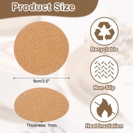 uxcell 20pcs Cork Coasters for Drink, 3.5 Inch Round Drink Coaster Absorbent Coffee Coaster for Wine Glasses Cups Mugs Home Tabletop Decoration