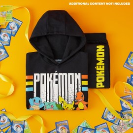 Pokémon Tuta Bambino - Felpa con Cappuccio e Pantaloni Tuta 5-14 Anni - Tute con Felpa Pantaloni Felpati in Cotone (Nero,9-10 anni)
