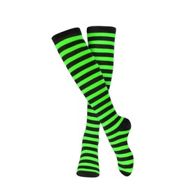 Dress Up America Green Striped Socks for Adults - Cotton Striped Knee High Socks - Black and Green Striped Socks for Women and Men