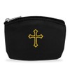 Black Rosary Pouch with Zipper and Gold Cross Imprint -
