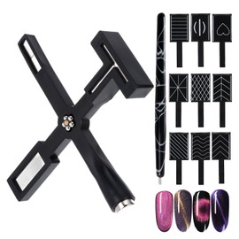 11 Pieces Cat Eye Magnet for Nails Clippers, Magnetic Cat Eye Gel Nail Polish Accessories Art Design Kit Tools, Multifunctional Magnet for Cat Eye Gel Polish Set for Diy Home Salon Studio Black