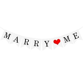 Marry Me Banner, cartón blanco con letras negras, carteles colgantes con diseño de cola de golondrina para el día de San Valentín, compromiso, propuesta de matrimonio, despedida de soltera, boda