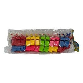 120 Silbatos Plástico con Collar Colores Surtidos para Fiesta y Evento