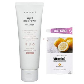 S.NATURE - Limpiador en espuma de arroz Aqua de S NATURE, cuidado de la piel coreano, limpiador facial con arroz coreano, fabricado en Co...