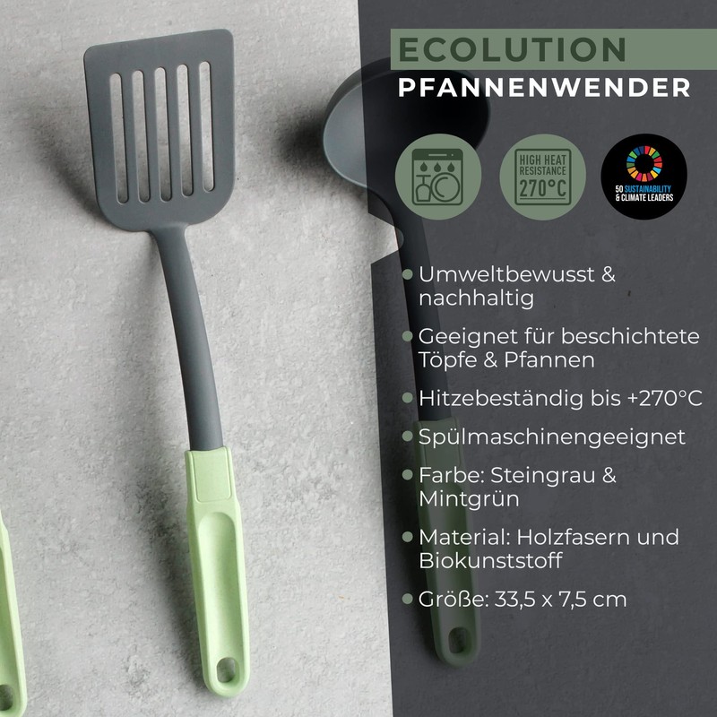 Fackelmann Ecolution Spatula - Wood Fibre and Organic Plastic Slotted
