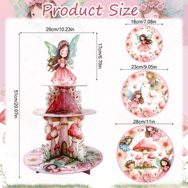 EUOYUFO Fairy First Birthday Party Decorations Reusable 3 Tier Cupcake Stand Fairy Dessert Tower Holder Fairy Theme Cupcake Decor Party Supplies