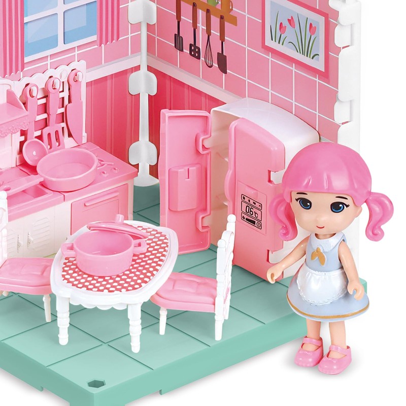 Nilez DIY Miniature Dollhouse Kit Furniture Set Mini Kitchen House