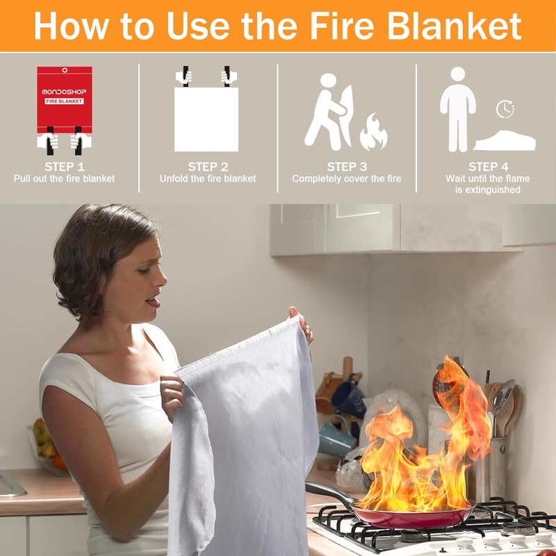 Mondoshop Fire Blanket for Home and Kitchen - Emergency Fire