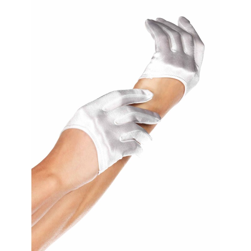 Leg Avenue Mini Guantes de satén recortados para Mujer, Blanco,