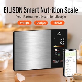EILISON Smart Kitchen Scale with Nutrition Calculator, Digital Food Scale, Large TFT Color Display, Bluetooth App for 999+ Foods, Calorie Counter & 24