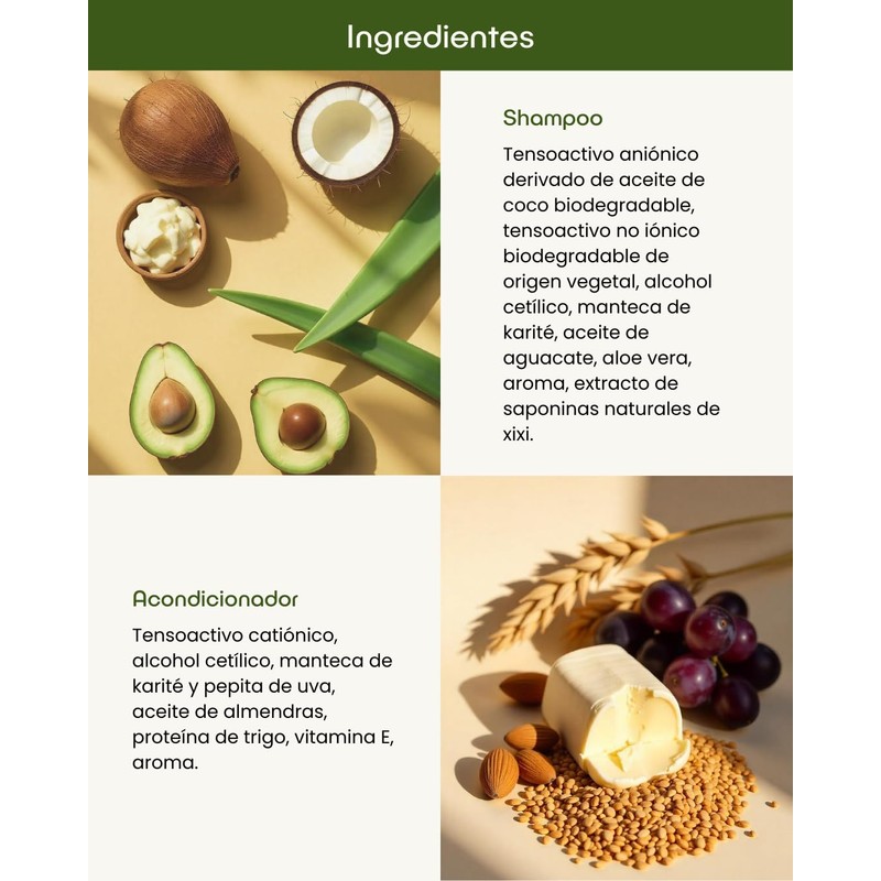 Kit Hidratación Profunda Nuneth - Shampoo Sólido de Xixi, 65gr