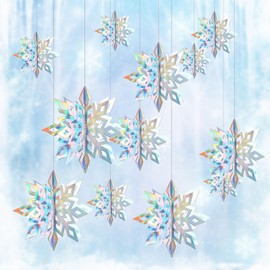 FUIPVGI 12 Pcs 3D Snowflake Decoration,Snowflake Anging Decorations，3D Snowflake Hanging Decorations Christmas Snowflake Flake Decoration Christmas Tree Hanging for Christmas Holiday Wedding (12 PCS)