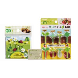 Genuine Torune Honey & Flower Picks, 8 Pieces, 2 Picks and 8 Pieces, Set of 2 (Honey Happa 2)