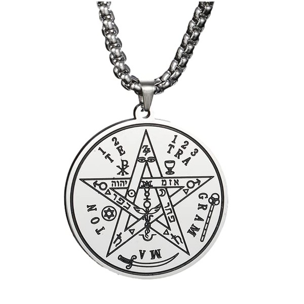 Collar Medalla Tetragramaton Pentagrama Dije Pentáculo Colgante Protección Amuleto Energía