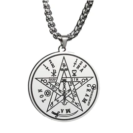 Collar Medalla Tetragramaton Pentagrama Dije Pentáculo Colgante Protección Amuleto Energía Luz y sabiduria Acero Inoxidable