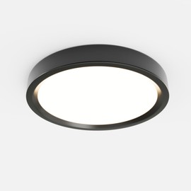 VidaLite Black 16in Round Integrated LED Surface Light, Slim Flush Mount Ceiling Light, Comfortable Low Glare, Edge-Lit Tech, 3000K, 2500 Lumens, ELV Dim