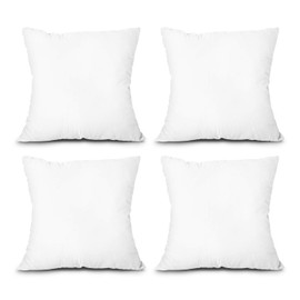 EDOW Throw Pillow Inserts, Set of 4 Lightweight Down Alternative Polyester Pillow, Couch Cushion, Sham Stuffer, Machine Washable. (White, 24x24)